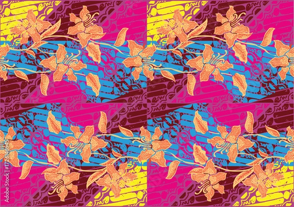 Fototapeta Batik Indonesian: is a technique of wax-resist dyeing applied to whole cloth, or cloth made using this technique originated from Indonesia.