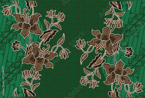 Fototapeta Batik Indonesian: is a technique of wax-resist dyeing applied to whole cloth, or cloth made using this technique originated from Indonesia.