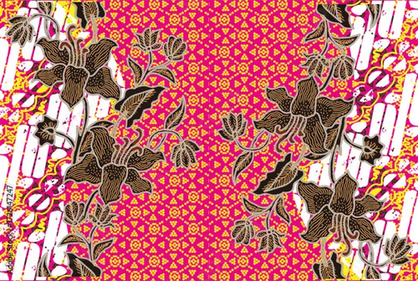 Fototapeta Batik Indonesian: is a technique of wax-resist dyeing applied to whole cloth, or cloth made using this technique originated from Indonesia.