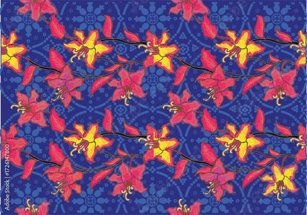 Fototapeta Batik Indonesian: is a technique of wax-resist dyeing applied to whole cloth, or cloth made using this technique originated from Indonesia.