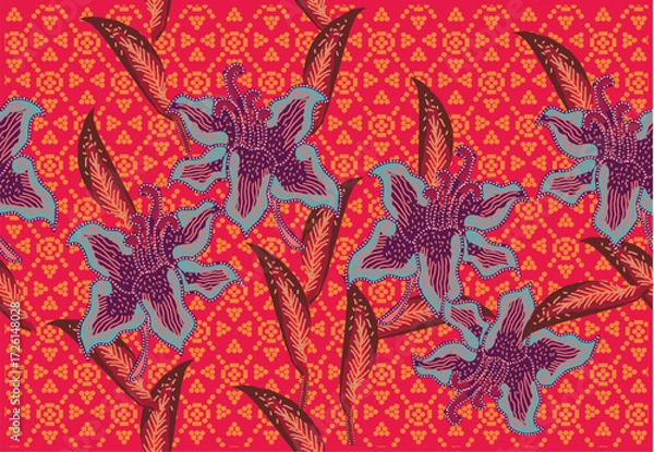 Fototapeta Batik Indonesian: is a technique of wax-resist dyeing applied to whole cloth, or cloth made using this technique originated from Indonesia.