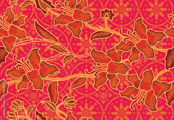 Fototapeta Batik Indonesian: is a technique of wax-resist dyeing applied to whole cloth, or cloth made using this technique originated from Indonesia.