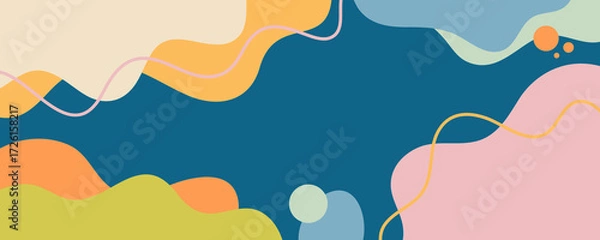 Fototapeta Colorful abstract background design. Hand drawn lines art template banner and cover.