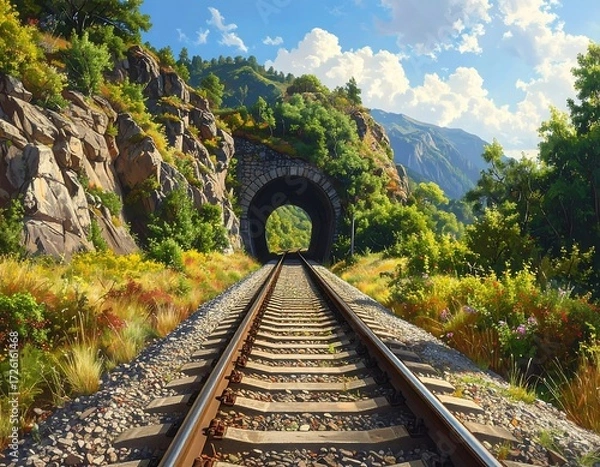 Fototapeta Mountain Railroad Tunnel Scenic View
