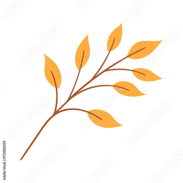 Fototapeta autumn leaf with branch icon illustration on transparent background