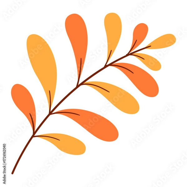 Fototapeta autumn leaf with branch icon illustration on transparent background