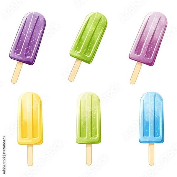 Fototapeta Colorful Assorted Popsicles Set Vibrant Summer Ice Cream Collection isolated on background (PNG)