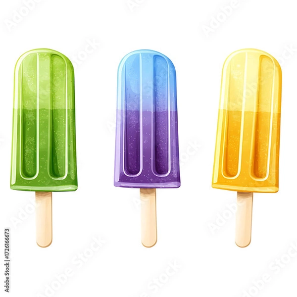 Fototapeta Colorful Assorted Popsicles Set Vibrant Summer Ice Cream Collection isolated on background (PNG)
