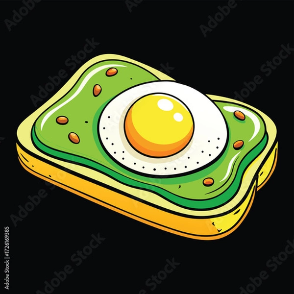 Fototapeta vibrant green avocado toast with a sunny egg on a .eps