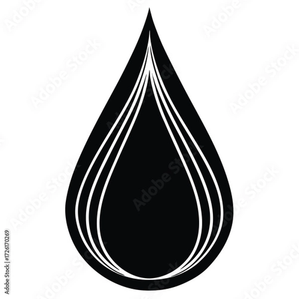 Fototapeta water drop silhouette vector clean droplet on whit.eps