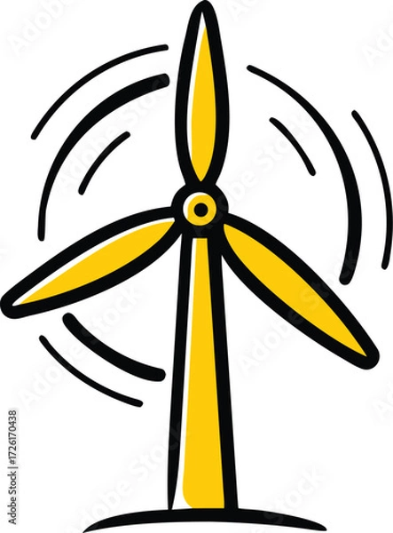 Fototapeta wind turbine flat vector on white background.eps