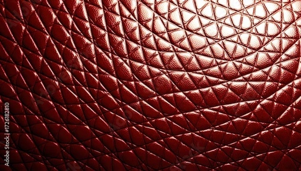 Obraz Glossy crimson reptile skin texture with triangular pattern and