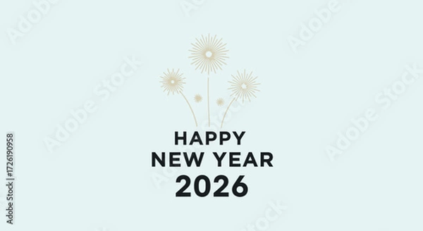 Fototapeta Minimalist Decorative Fireworks Illustration for Happy New Year 2026 Celebration