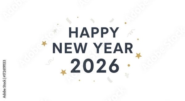 Fototapeta Minimalist Happy New Year 2026 Greeting Celebration Invitation Card Design