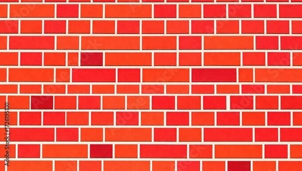 Fototapeta Vibrant brickwork pattern with varying shades of red and orange