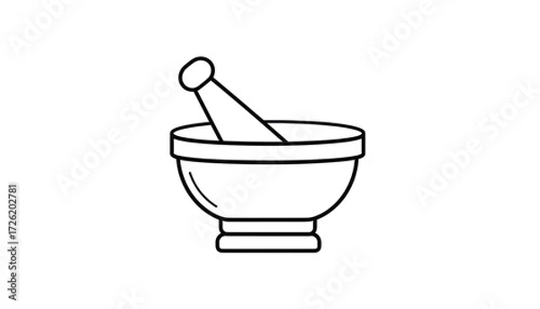 Fototapeta Simple outline of a mortar and pestle