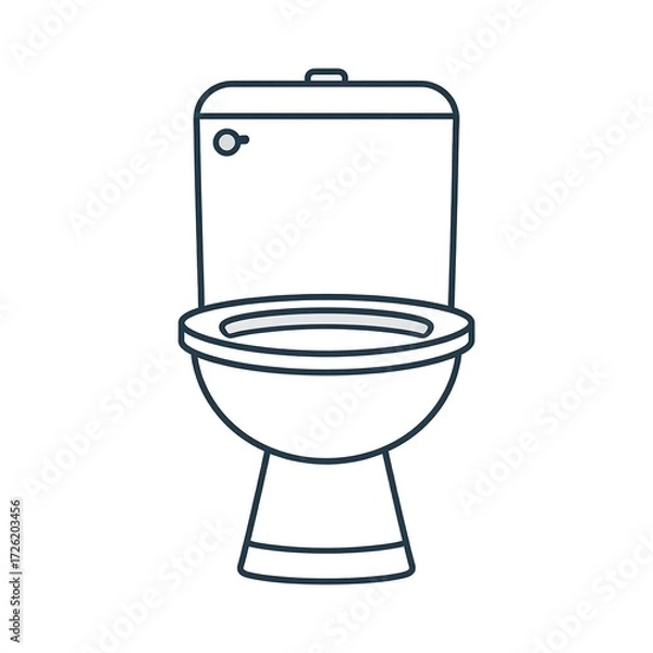 Fototapeta Simple line drawing of a closed toilet