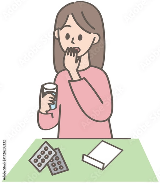 Obraz 薬を飲む人