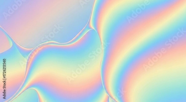 Obraz Abstract iridescent fluid with pastel rainbow gradients
