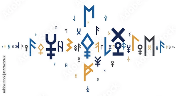 Fototapeta Ancient mystical astrological and runic symbols collection.