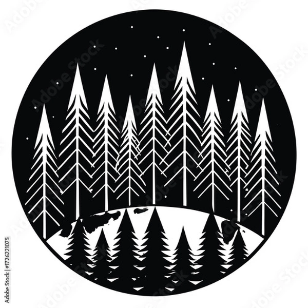 Fototapeta a flat design of a forest with teal and brown tree (1).eps