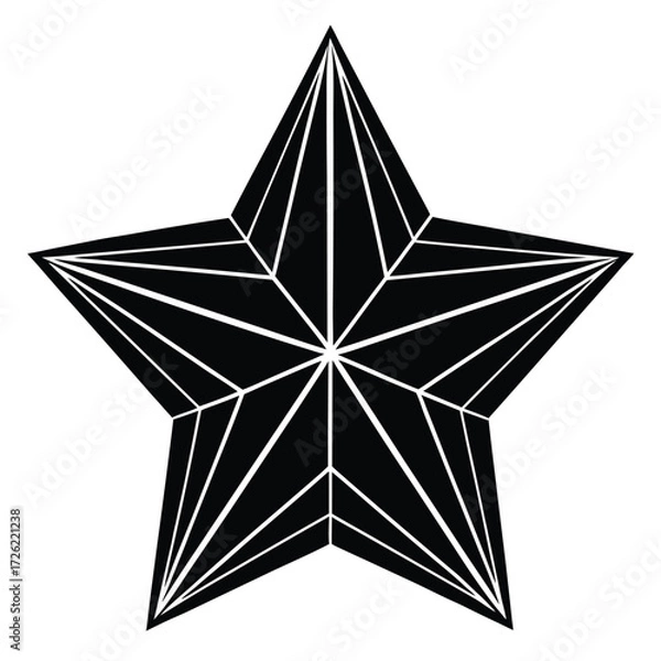 Fototapeta a five pointed star with teal and yellow facets on (1).eps