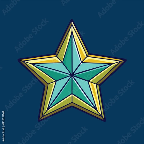 Fototapeta a five pointed star with teal and yellow facets on.eps