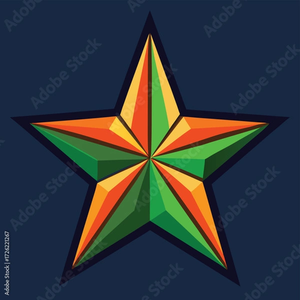 Fototapeta a five pointed star with orange and green facets o.eps