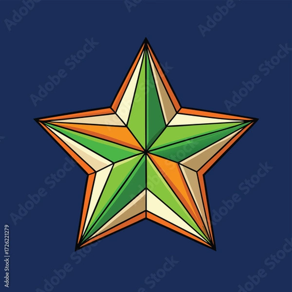 Fototapeta a five pointed star with orange and green facets o (1).eps