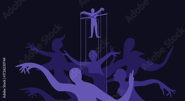 Fototapeta Puppet master controlling figures with strings manipulation concept.