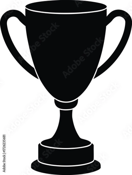 Obraz trophy reward cup black silhouette vector on white.eps
