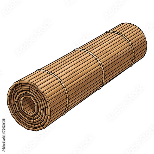 Fototapeta Vector Illustration of Wooden Log in Realistic Style with Natural Brown Colors for Rustic Design