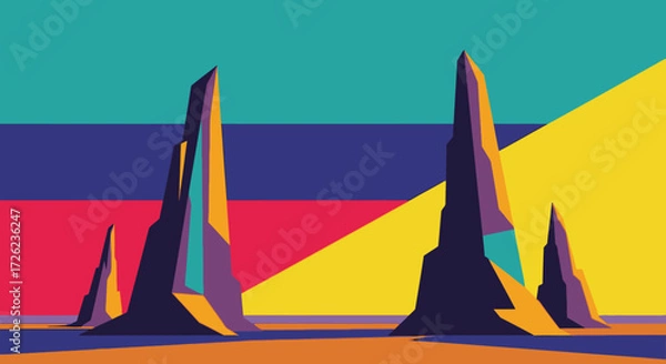 Fototapeta Abstract Colorful Geometric Rock Formations.