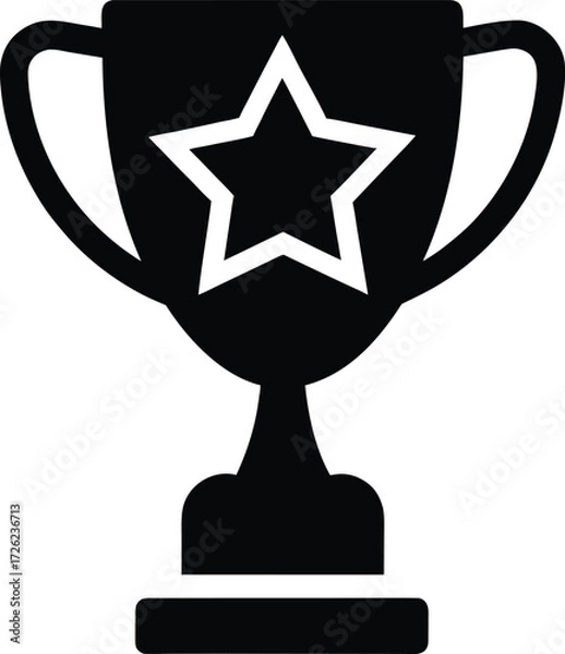 Obraz trophy with star black silhouette vector icon on w.eps