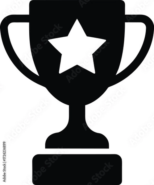 Obraz trophy with star victory icon black silhouette vec.eps