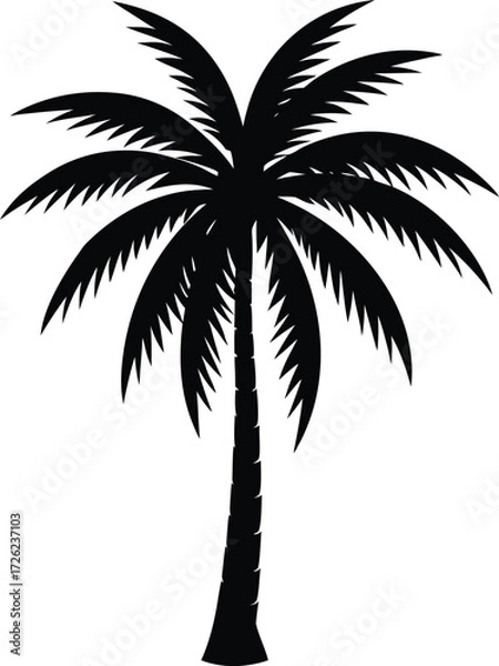Obraz tropical coconut palm tree silhouette on white bac.eps