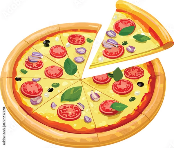 Fototapeta pizza isolated vector object