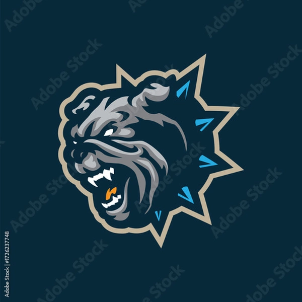 Obraz Dog mascot logo design vector. Bulldog head illustration with angry face.