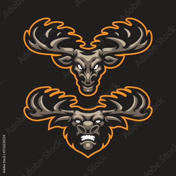 Fototapeta Moose mascot logo design vector. Moose pack illustration.