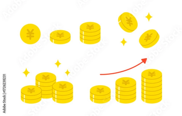 Obraz シンプルな円マークコインのセット【ベクターイラスト素材】