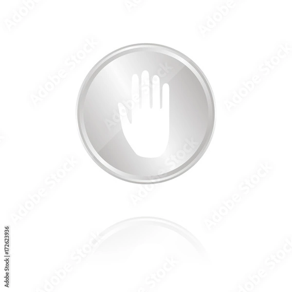 Fototapeta flache Hand - Silber Münze mit Reflektion