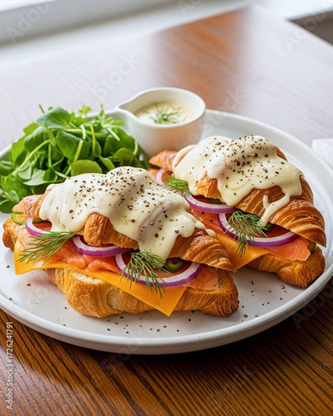 Fototapeta 塩味のフレンチトースト：クロワッサン・ペルデュ・サレ