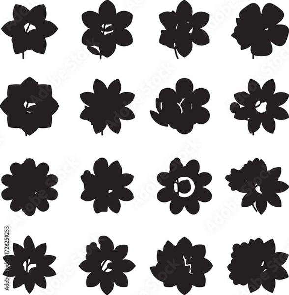 Fototapeta Botanical Silhouettes: a collection of botanical shapes in stark black, perfect for adding a touch of nature-inspired design.