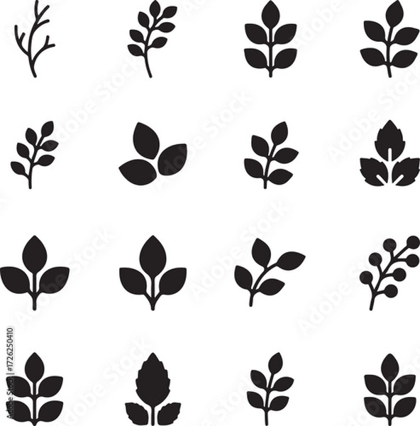 Fototapeta Botanical Elegance: A refined arrangement of stylized botanical elements, embodying the simplistic beauty of natural forms. 