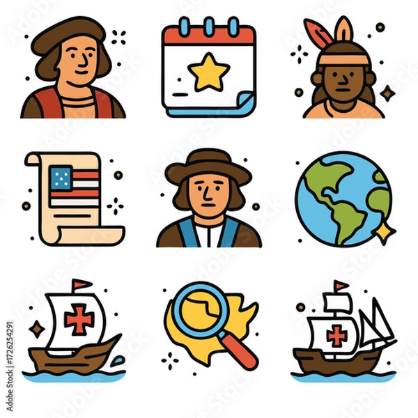 Fototapeta Columbus federal holiday commemorate christopher columbuss controversial new world arrival with themed images and historical representation.