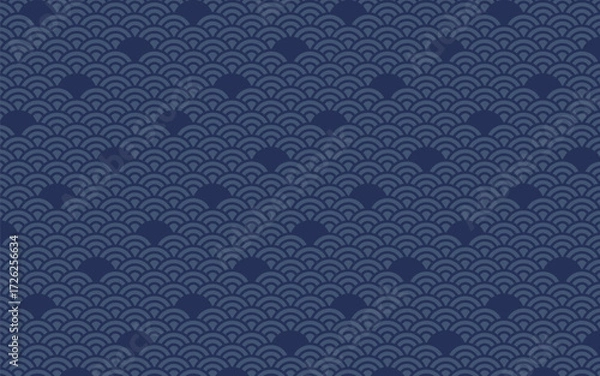 Fototapeta 和柄の青海波の背景デザイン素材