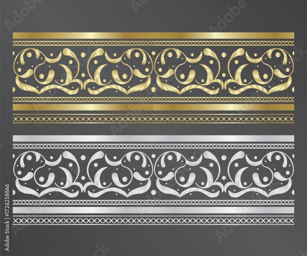 Obraz Border pattern classic ornament with gold color