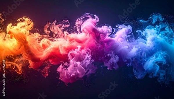 Fototapeta A vibrant display of colorful ink swirling in a dynamic and mesmerizing abstract composition.