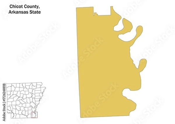 Fototapeta Chicot county map, Arkansas state