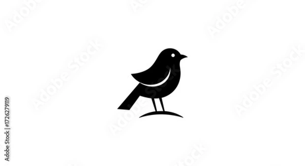 Fototapeta Black bird icon with text FLAT BRAND on a white background flat illustration